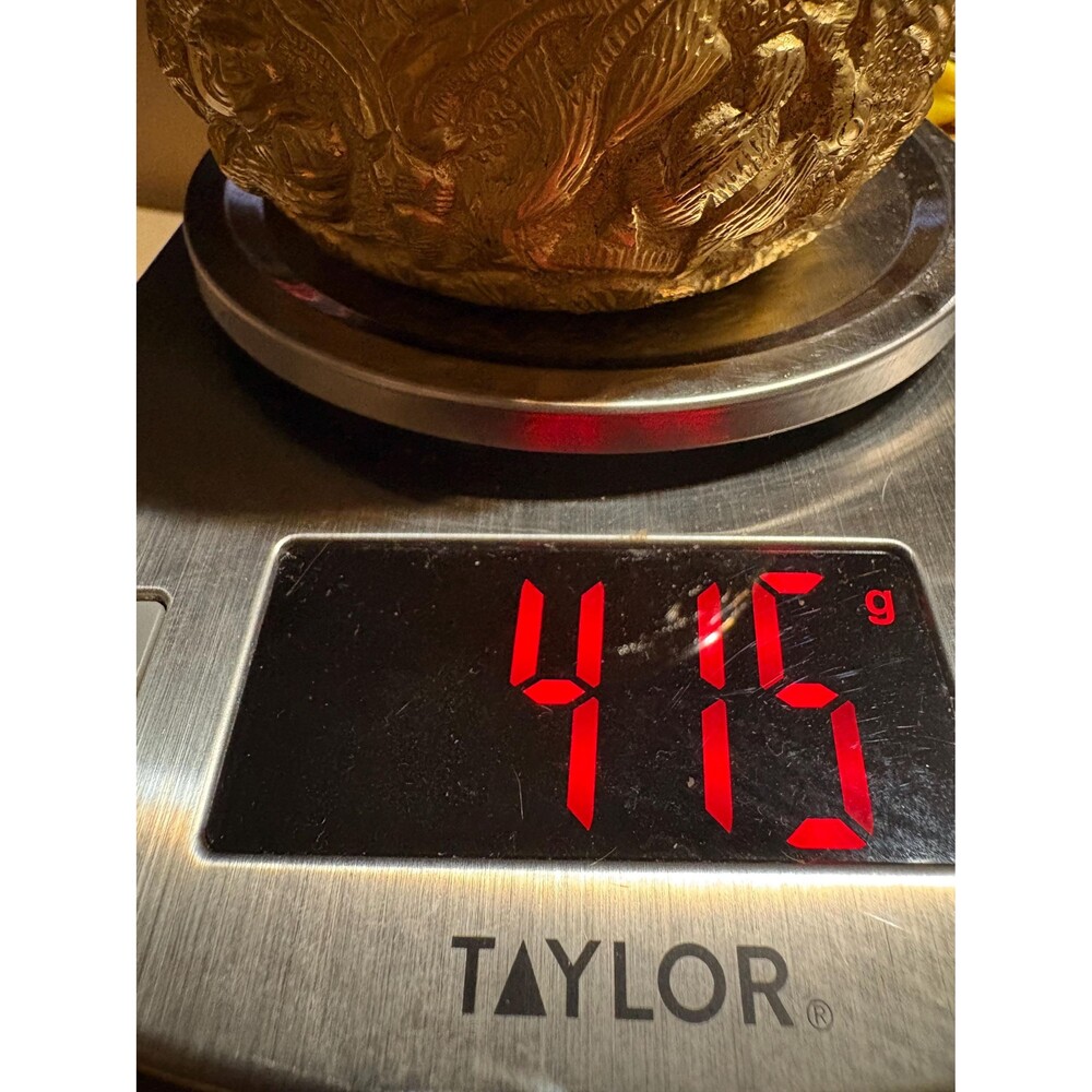 Vintage Indian brass bowl intricate relief animal motif designs 415 grams 3.5 in